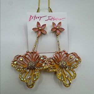 Betsey Johnson Garden Glam Openwork Flower Drop Earrings